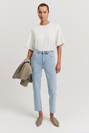 Australian Cotton Blend High Rise Straight Leg Jean