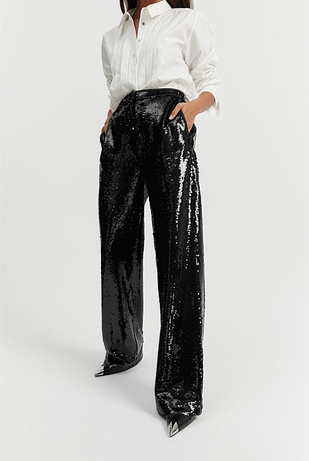 Dropping Hints Bronze Sequin Wide Leg Trousers – Club L London - USA