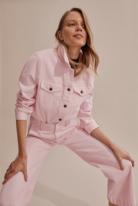 Belinda Pearl Embellished Denim Jacket - Pink - FINAL SALE – VICI